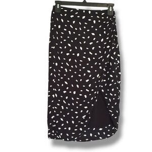 Abercrombie & Fitch Women’s Skirt XXSP Black White Dot Faux Wrap Slit Preppy
